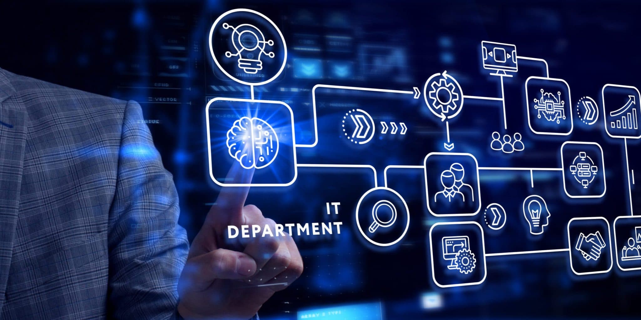 Illustration d’un parcours IT avec pictogrammes connectés